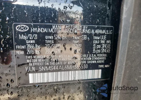 2021 Hyundai Santa Fe Limited from USA, damaged, VIN 5NMS44AL6MH365530